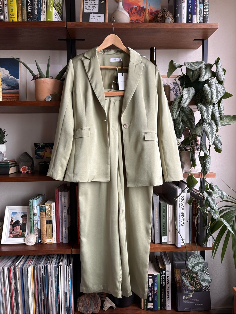 Greylin Sateen Blazer & Pant - Olive Green